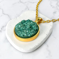 Jade Turquoise Druzy Resin Necklace | Gold