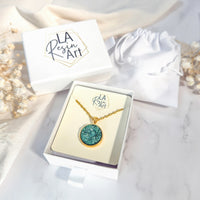 Jade Turquoise Druzy Resin Necklace | Gold