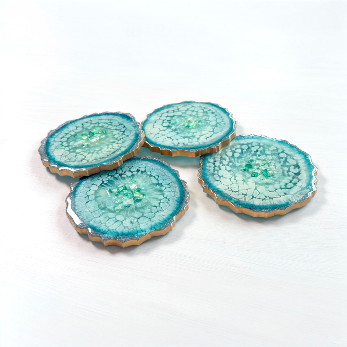 Laguna Tide Resin Coaster Set – Handcrafted Agate-Inspired Elegance (Set of 4)