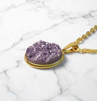 Lavender Shimmer Druzy Resin Necklace | Gold