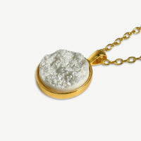 Metallic White Druzy Resin Necklace | Gold