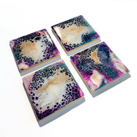 Midnight Bloom Ceramic Tile Coaster Set