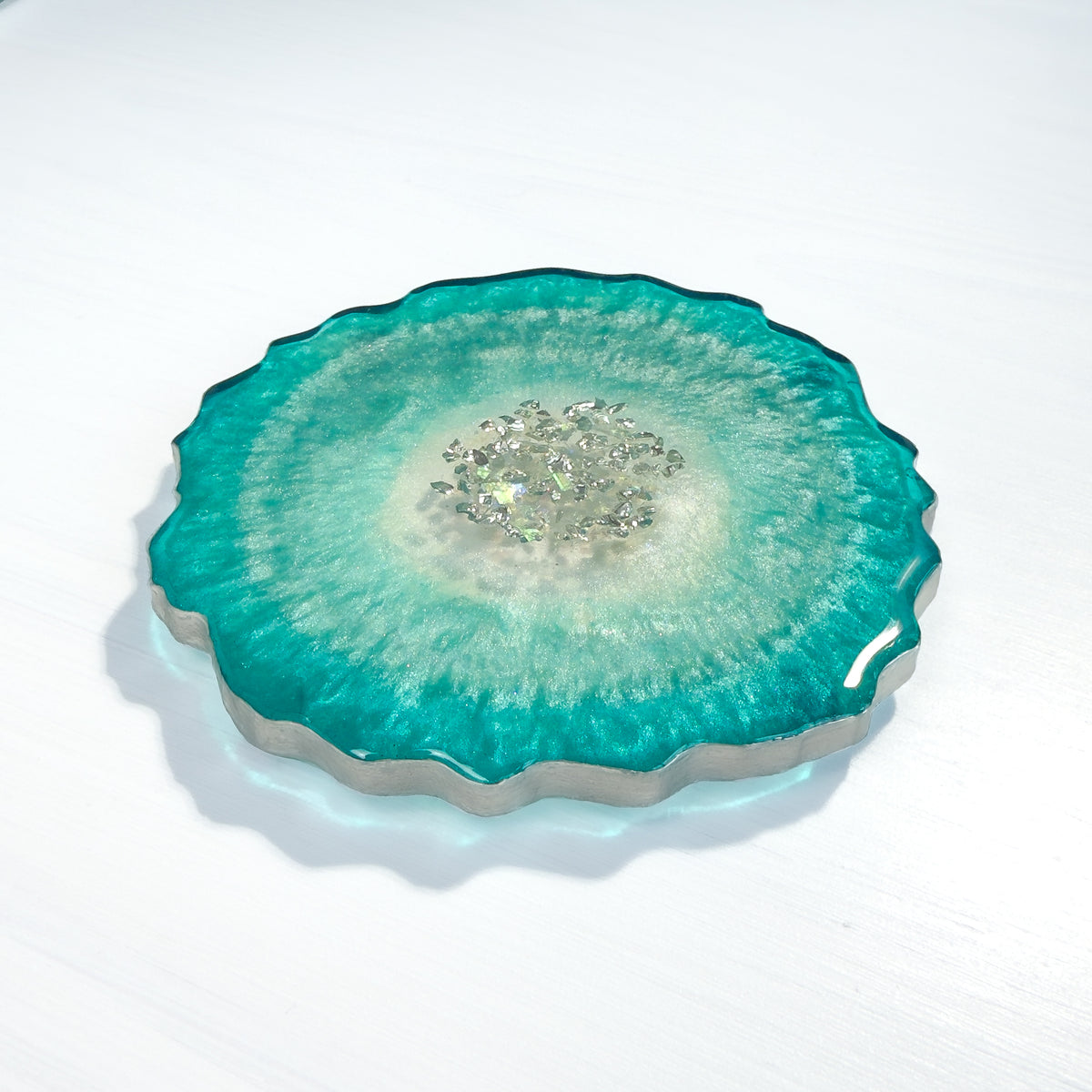 Ocean Mist Agate Resin Coaster