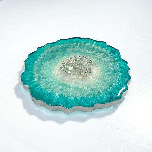 Ocean Mist Agate Resin Coaster