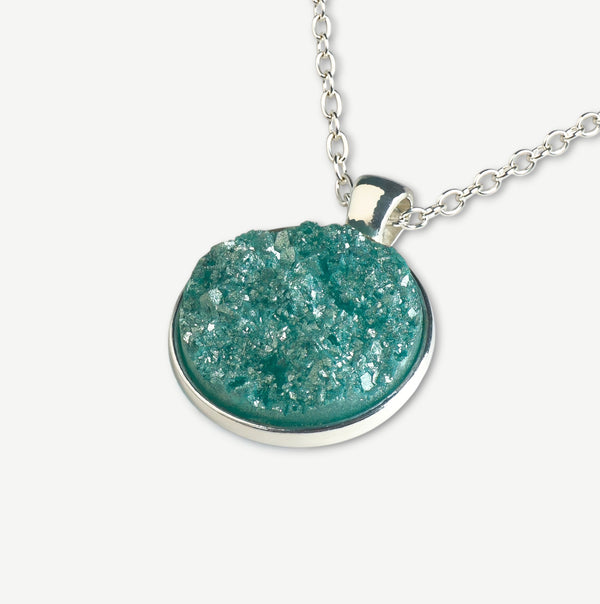 Ocean Mist Druzy Resin Necklace | Silver