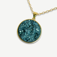 Ocean Turquoise Druzy Resin Necklace | Gold Plated Sterling Silver