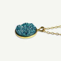 Ocean Turquoise Druzy Resin Necklace | Gold Plated Sterling Silver