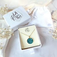 Ocean Turquoise Druzy Resin Necklace | Gold Plated Sterling Silver