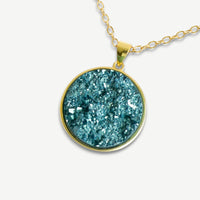 Ocean Turquoise Druzy Resin Necklace | Gold Plated Sterling Silver
