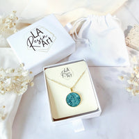 Ocean Turquoise Druzy Resin Necklace | Gold Plated Sterling Silver