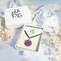 Orchid Shimmer Druzy Resin Necklace | Black Cord