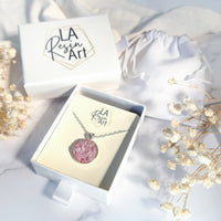 Rose Quartz Shimmer Druzy Resin Necklace | Silver