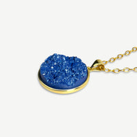 Royal Blue Druzy Resin Necklace | Gold-Plated Sterling Silver