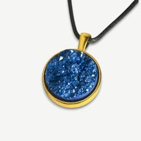 Royal Blue Druzy Pendant Necklace | Black Cord