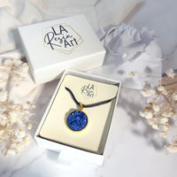 Royal Blue Druzy Pendant Necklace | Black Cord
