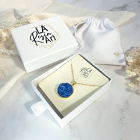 Royal Blue Druzy Resin Necklace | Gold-Plated Sterling Silver