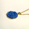 Royal Blue Druzy Resin Necklace- Gold Vermeil Chain and Bezel