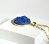 Royal Blue Druzy Resin Necklace- Gold Vermeil Chain and Bezel