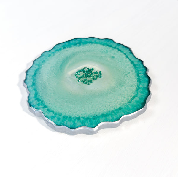Sea Glass Serenity Resin Geode Coaster