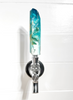Handmade turquoise, teal, white, and gold resin beer tap handle in a crystal shape