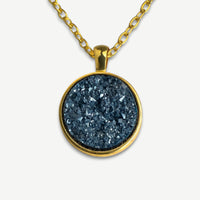 Storm Blue Druzy Resin Necklace | Gold