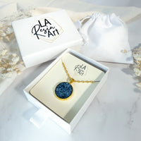 Storm Blue Druzy Resin Necklace | Gold