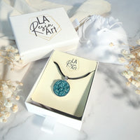 Teal Blue Druzy Resin Necklace | Black Necklace Cord
