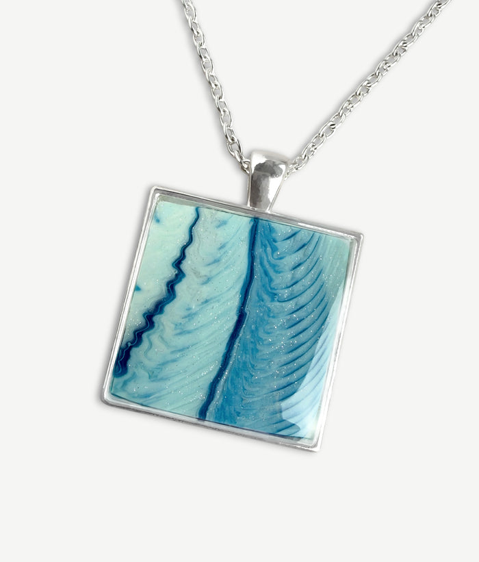 Tidal Veil Resin Pendant Necklace |  Silver