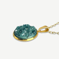 Turquoise Druzy Necklace | Gold-Plated Sterling Silver Chain