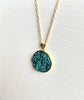 Turquoise-Blue Druzy Resin Necklace- Gold Vermeil Chain and Pendant Tray