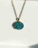 Turquoise-Blue Druzy Resin Necklace- Gold Vermeil Chain and Pendant Tray