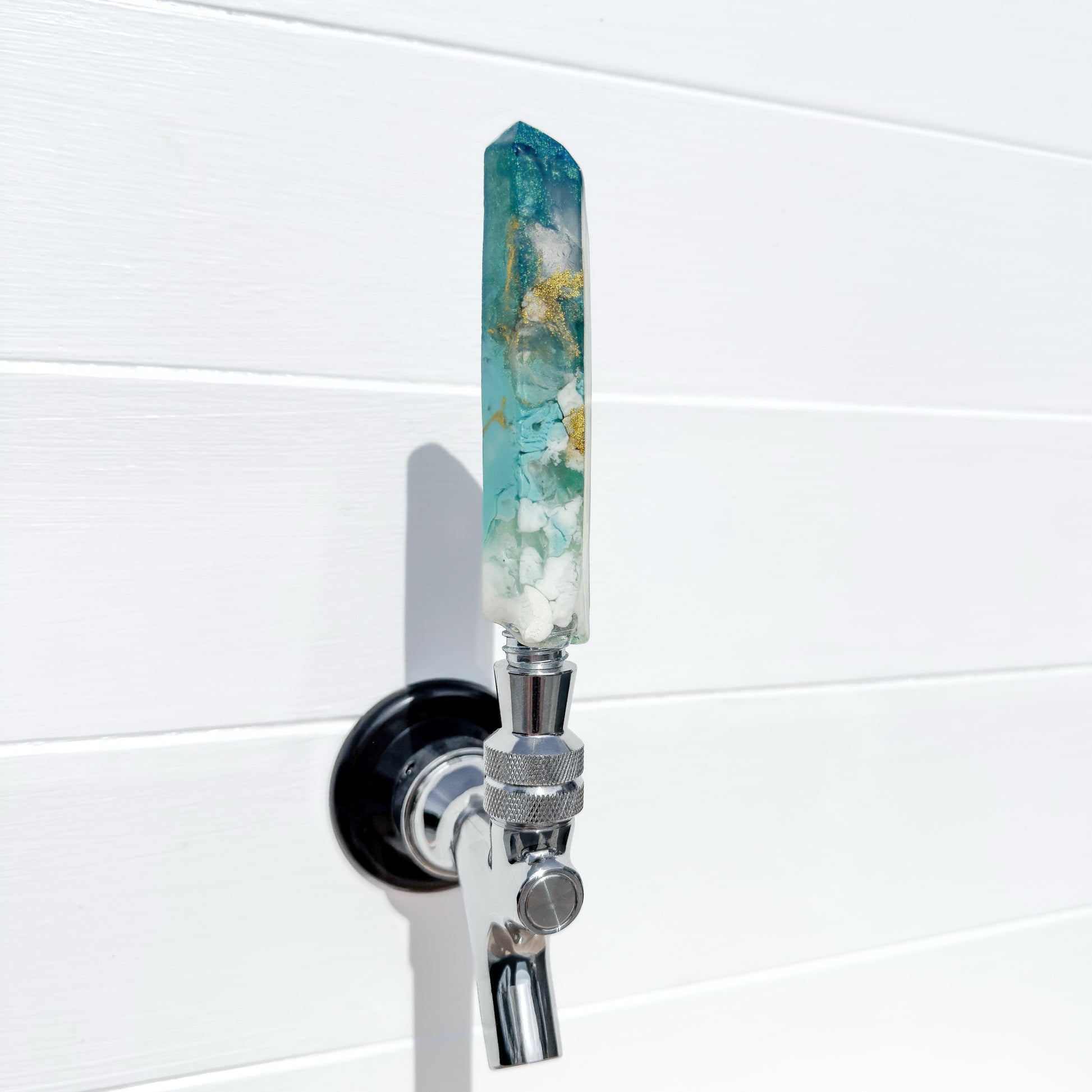 Turquoise Goldstone Crystal-Shaped Resin Beer Tap Handle