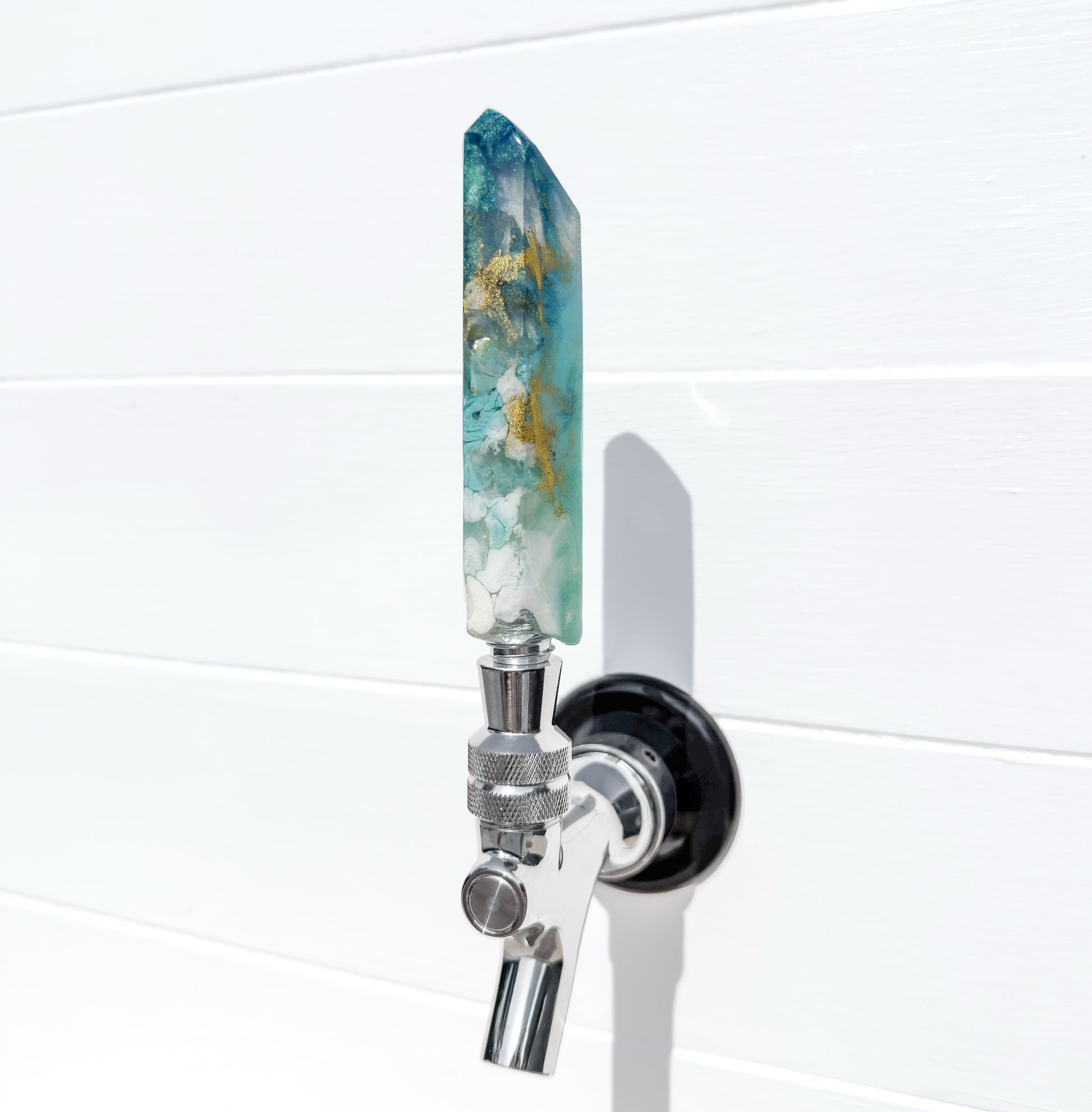 Turquoise Goldstone Crystal-Shaped Resin Beer Tap Handle