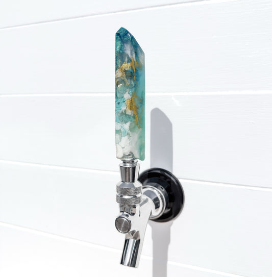 Turquoise Goldstone Crystal-Shaped Resin Beer Tap Handle