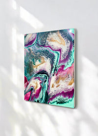 “Celestial Bloom” – 16” x 20” Resin Painting on Cradled Wood Panel