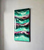 Pintura de resina de color turquesa, verde azulado, magenta y oro de 12