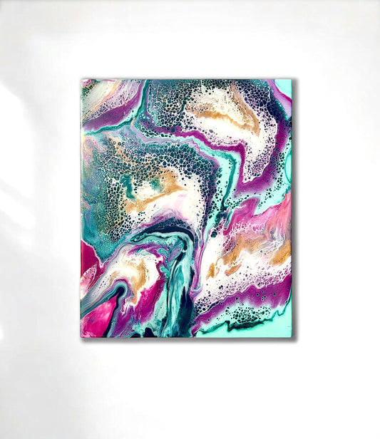 “Celestial Bloom” – 16” x 20” Resin Painting on Cradled Wood Panel