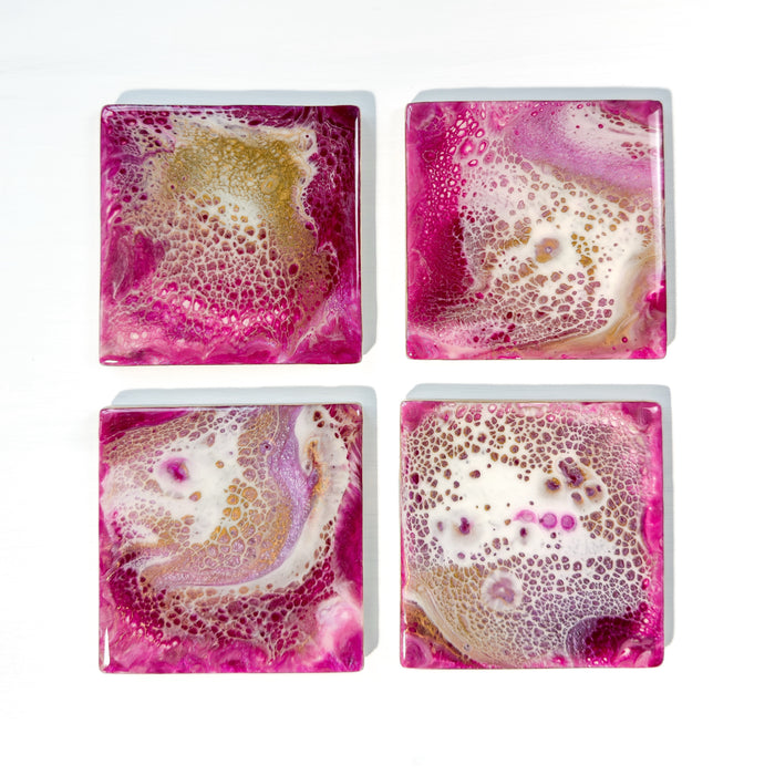 Velvet Cherry Ceramic Resin Coaster Set