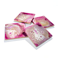 Velvet Cherry Ceramic Resin Coaster Set