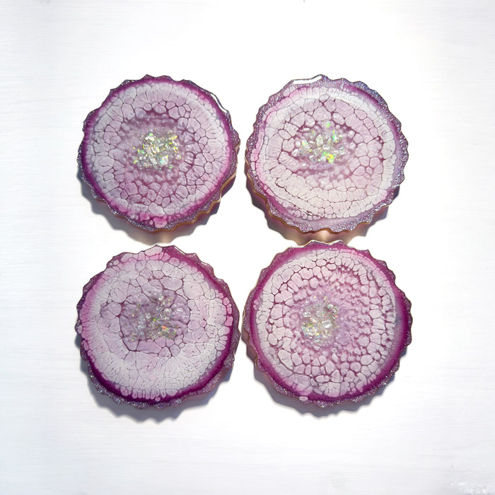 Velvet Garnet Resin Coaster Set – Handcrafted Agate-Inspired Elegance (Set of 4)