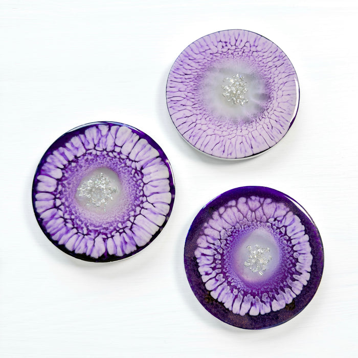 Violet Radiance Round Resin Coaster