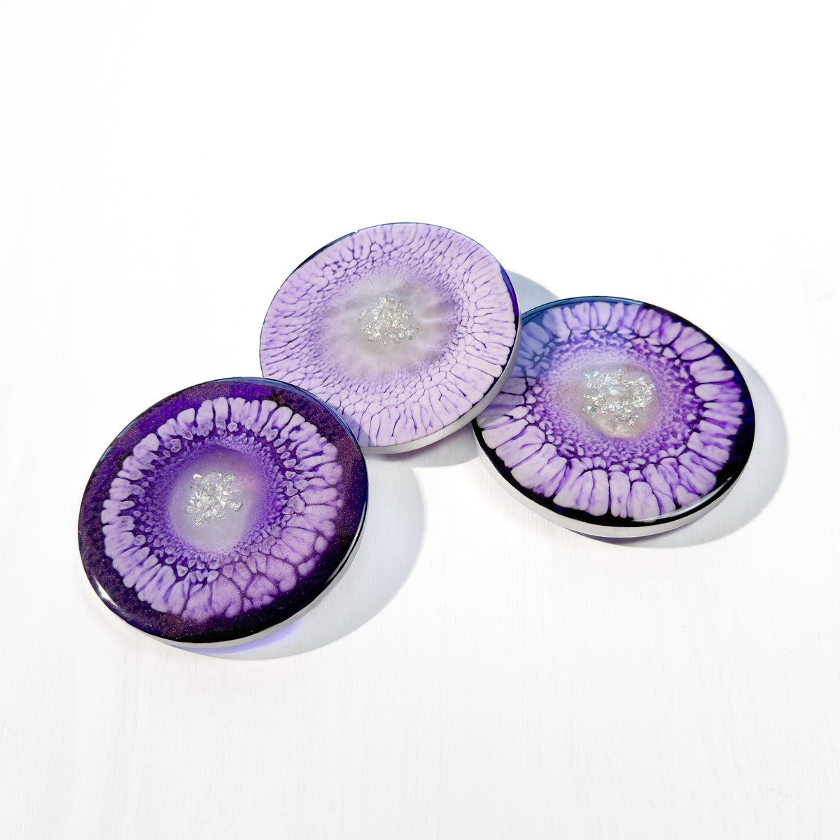 Violet Radiance Round Resin Coaster