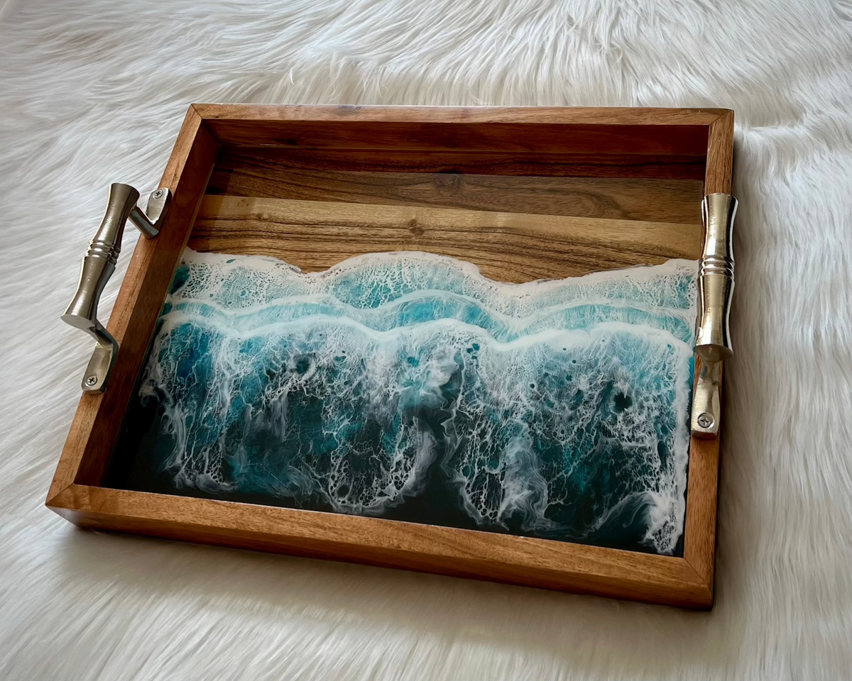 Resin Beach Waves Tray