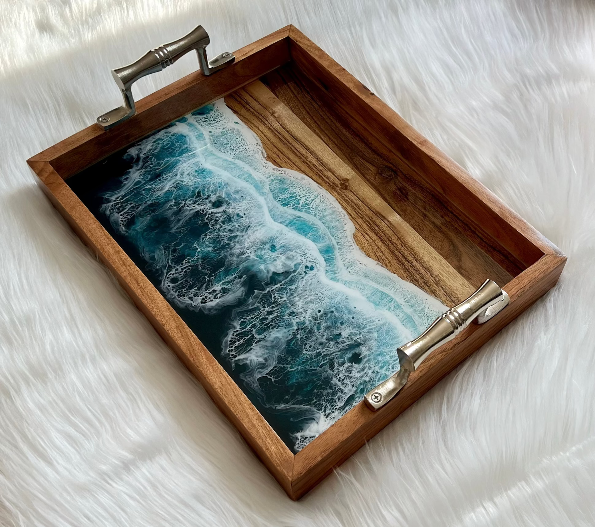 Resin Beach Waves Tray