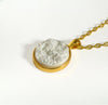 Metallic White Druzy Resin Necklace | Gold