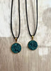 Deep Sea Green Resin Druzy Necklace- Gold Pendant Tray - L.A. Resin Art