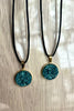 Deep Sea Green Resin Druzy Necklace- Gold Pendant Tray - L.A. Resin Art