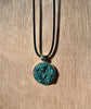 Deep Sea Green Resin Druzy Necklace-Silver Pendant Tray - L.A. Resin Art