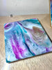 Individual (1 ea) Fuchsia-Purple, Blues, and Gold Ceramic Coaster L.A. Resin Art