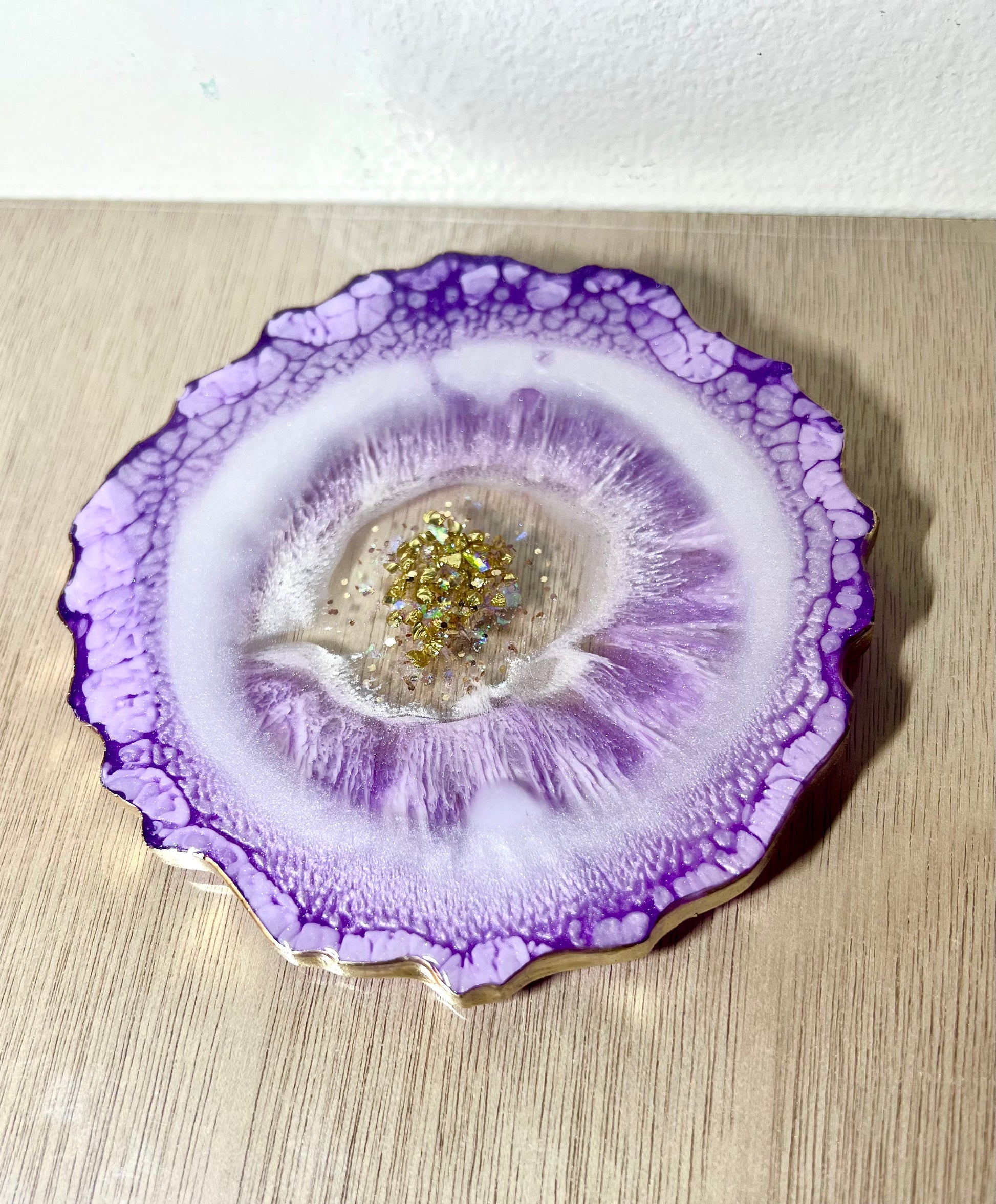 Individual (1 ea) Lavender-Pearl Agate-Shaped Casted Resin Coaster - L.A. Resin Art